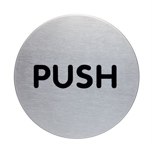 "PUSH" skilt - Rundt pictogram