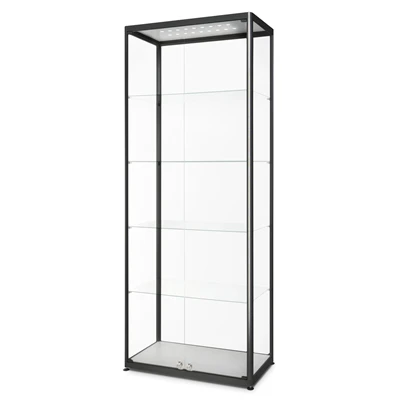 Premium Sort LED glasmontre med lås - 80x40x200 cm