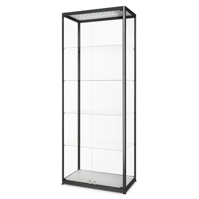 Premium Sort LED glasmontre med lås - 80x40x200 cm