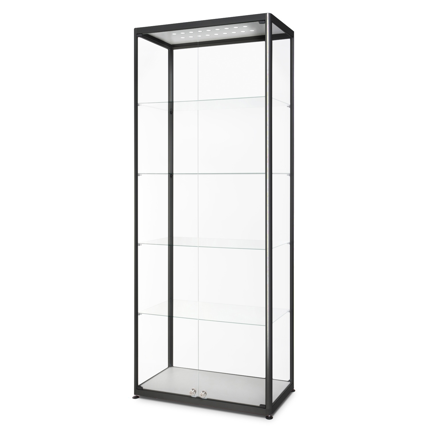 Premium Sort LED glasmontre med lås - 80x40x200 cm