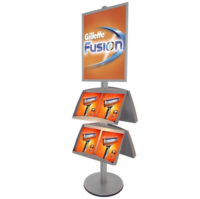 ProStand 11 - Dobbeltsiddet Info display med stålhylder