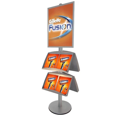 ProStand 11 - Dobbeltsiddet Info display med stålhylder
