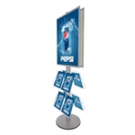 Dobbeltsidet plakatstand med A1 klikrammer og akrylhylder til brochurer.