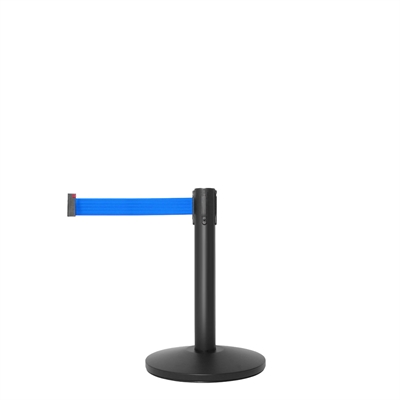 QueueMax Mini Sort Afspærringsstolpe med blåt bånd