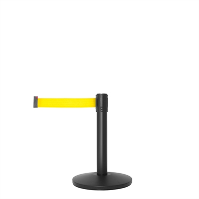 QueueMax Mini Sort Afspærringsstolpe med gult bånd
