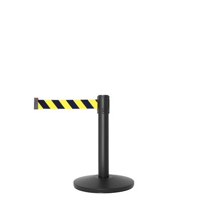 QueueMax Mini Sort Afspærringsstolpe med gult/sort bånd