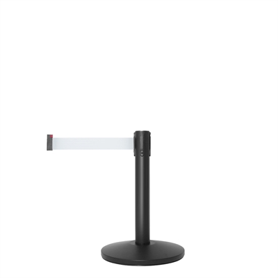 QueueMax Mini Sort Afspærringsstolpe med hvidt bånd