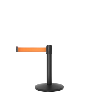 QueueMax Mini Sort Afspærringsstolpe med orange bånd