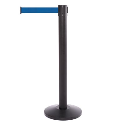 QueuePro Sort Afspærringsstolpe med blåt bånd - 490 cm