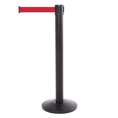 QueuePro Sort Afspærringsstolpe med rødt bånd - 490 cm