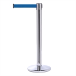 QueuePro Sølv Afspærringsstolpe med blåt bånd - 490 cm