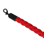 Rødt flettet reb med sort kliklås - 200 cm