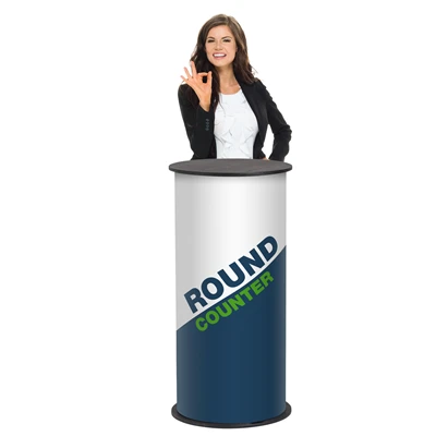 Rund messebord / podie - Inkl. print