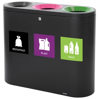 SKILTEX Trio station til affaldssortering - 3x39L - RESTAFFALD - PLAST - PANT