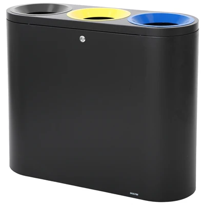 SKILTEX Trio station til affaldssortering - 3x39L - Sort - Gul - Blå