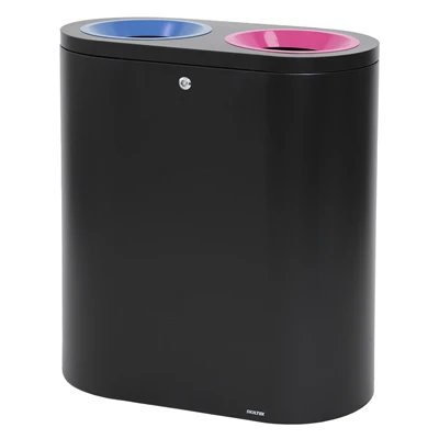 SKILTEX Twin station til affaldssortering - 2x50L - Blå & Magenta