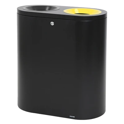 SKILTEX Twin station til affaldssortering - 2x50L - Sort & Gul