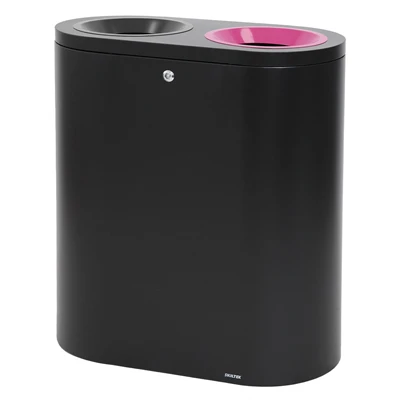 SKILTEX Twin station til affaldssortering - 2x50L - Sort & Magenta