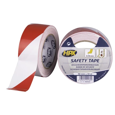Sikkerhedstape / Gulvtape - Hvid / Rød - 50mm x 33m