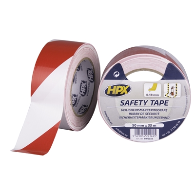 Sikkerhedstape / Gulvtape - Hvid / Rød - 50mm x 33m