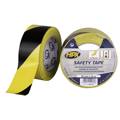 Advarselstape / Gulvtape - Gul / Sort - 50mm x 33m