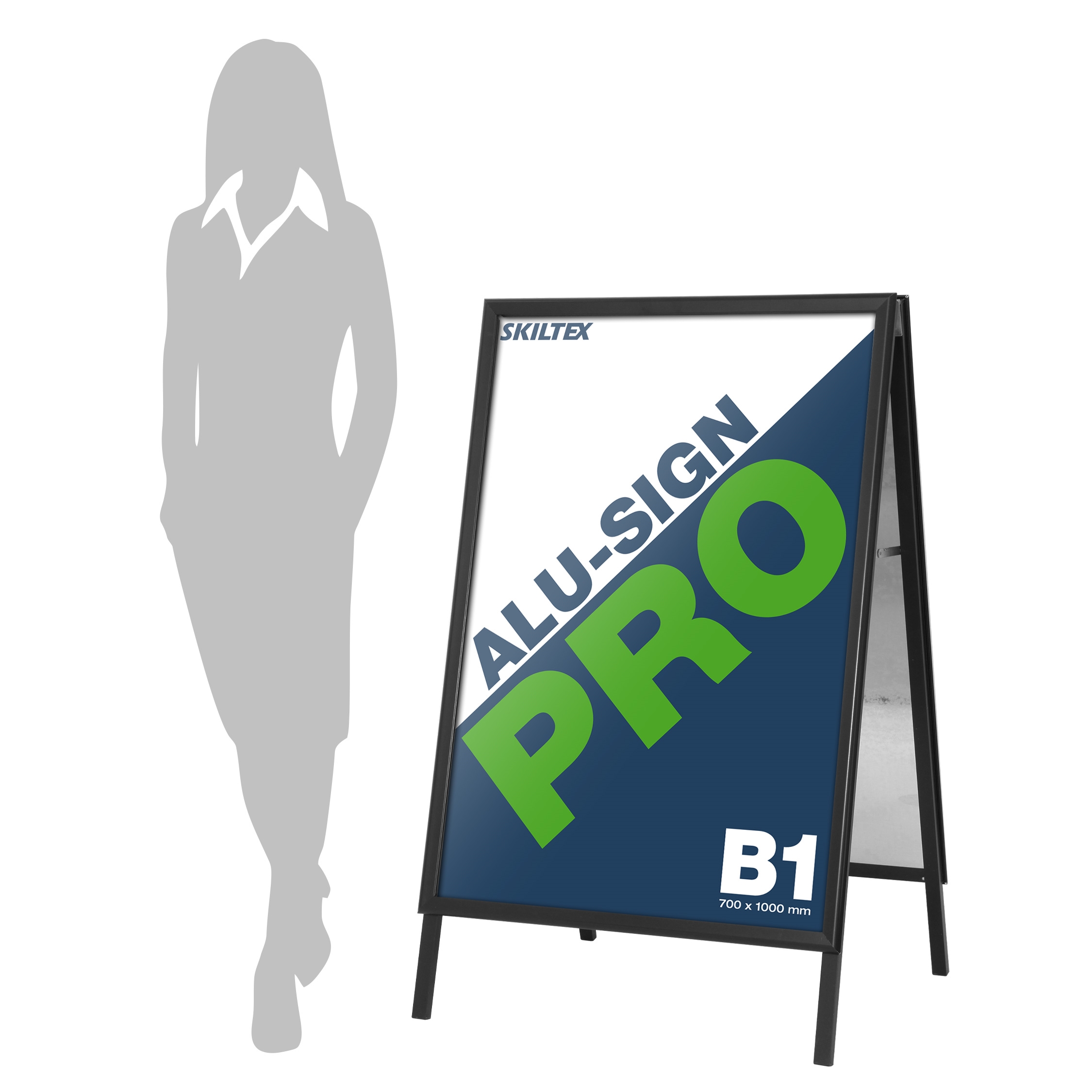 Alu-Sign Pro Sort Gadeskilt - 70x100 cm