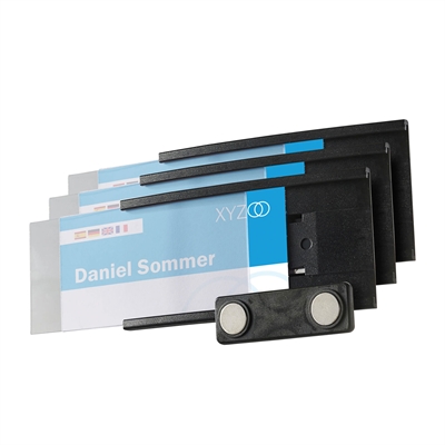 Sleek Magnetisk Navneskilt Sort - 74x34 mm - Pakke med 10 stk. 