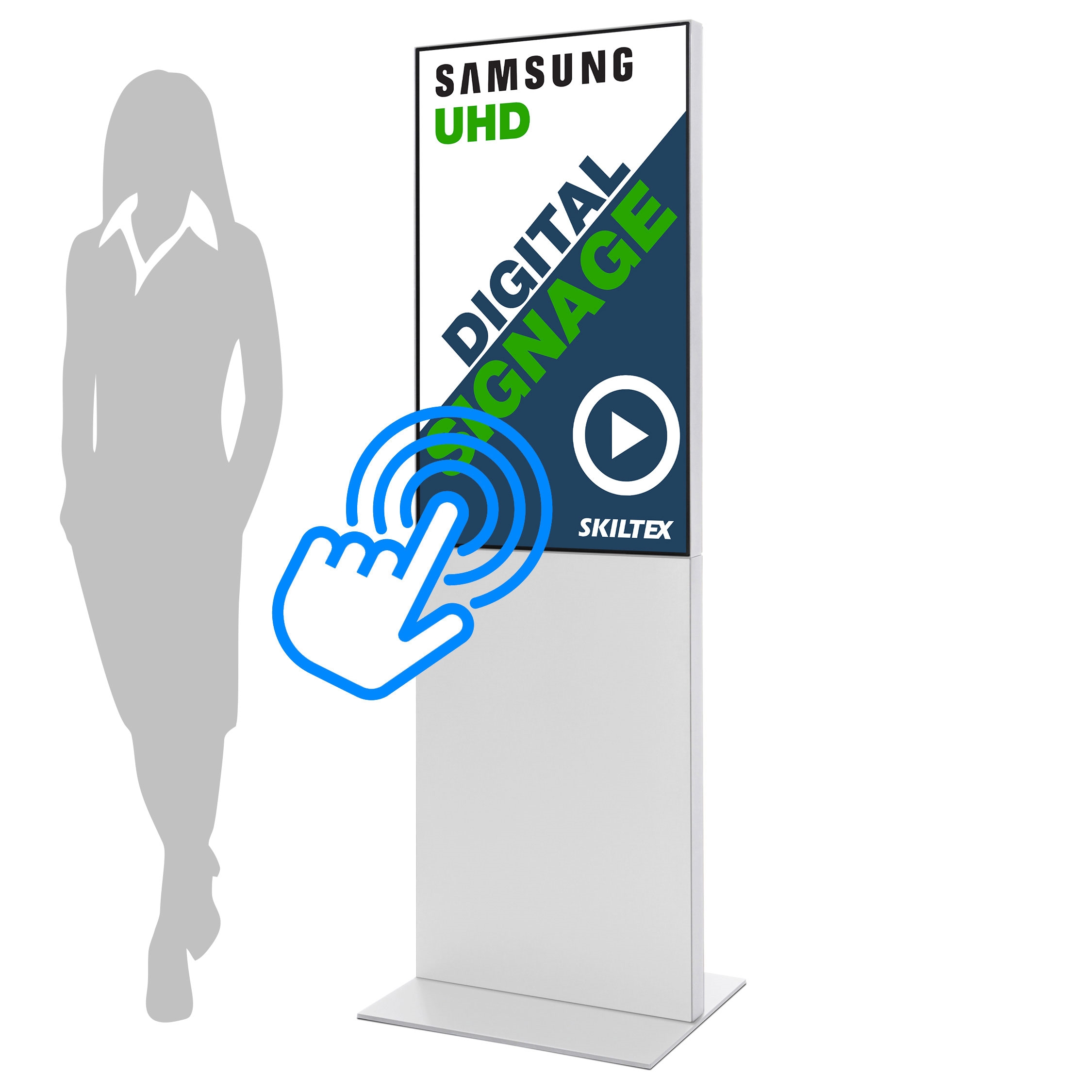 Smart-Line Totem Digital Skilt med 43" Touchskærm - Hvid