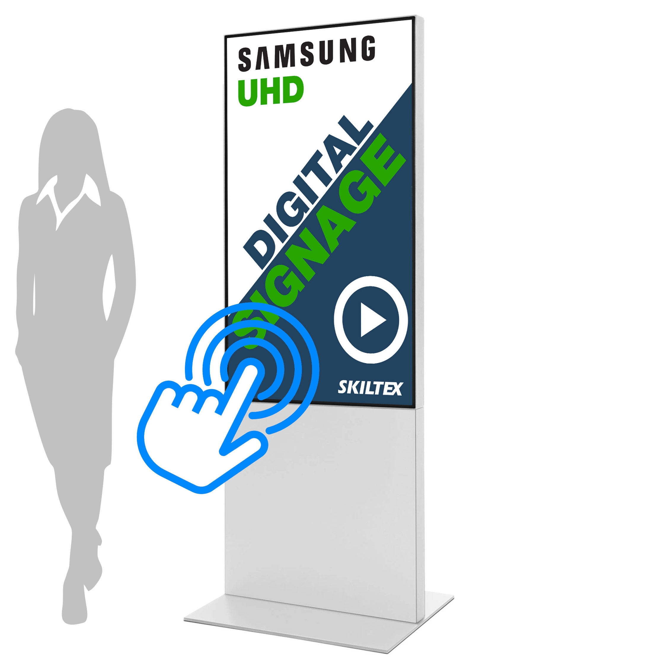 Smart-Line Totem Digital Skilt med 55" Touchskærm - Hvid