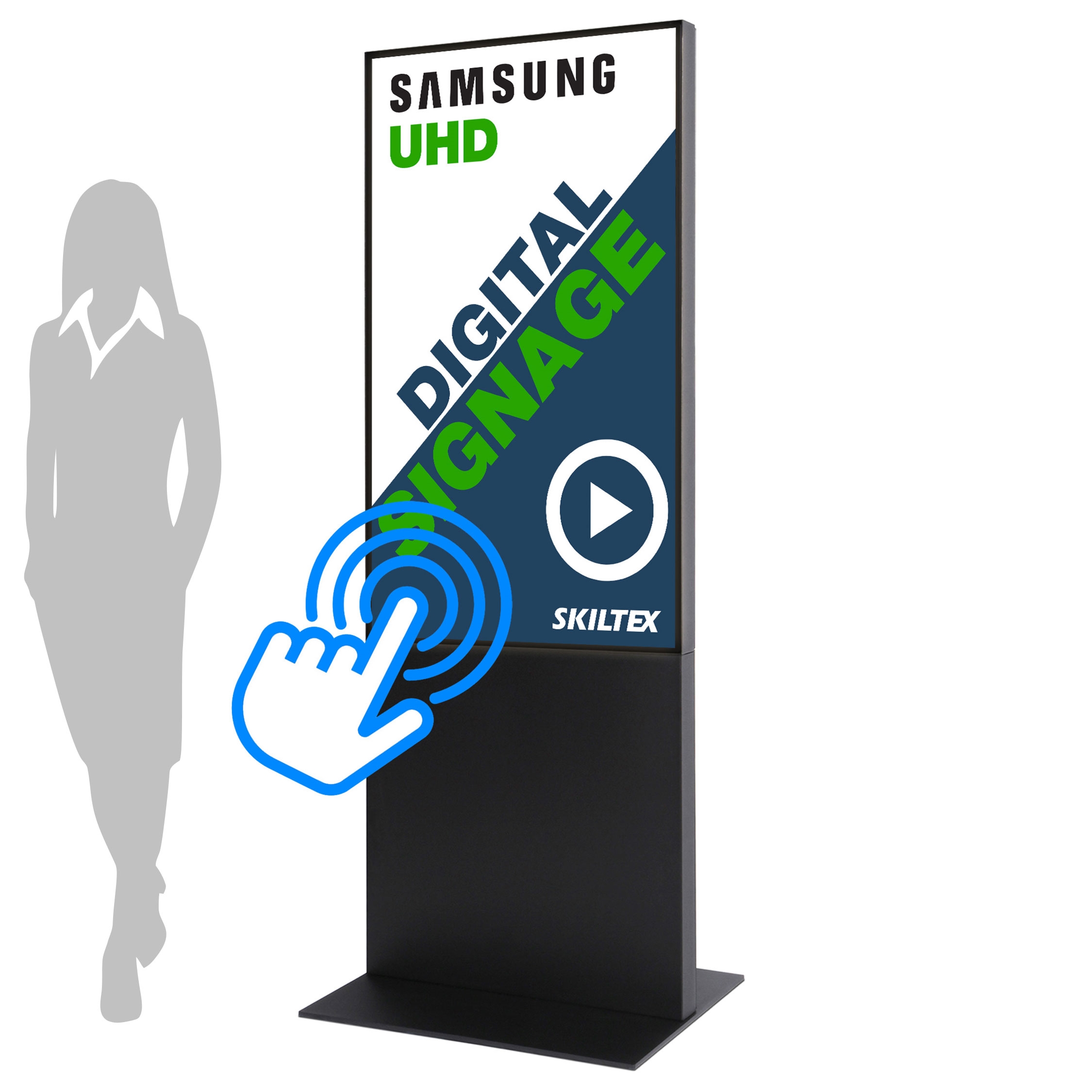 Smart-Line Totem Digital Skilt med 55" Touchskærm - Sort