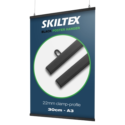 Sorte plakatlister A3 - 30cm | 22mm klemme-profil 