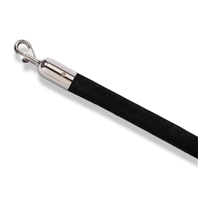Sort velour-reb med sølv kliklås - 200 cm