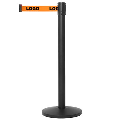 Sort afspærringsstolpe med orange bånd - Inkl. logo print