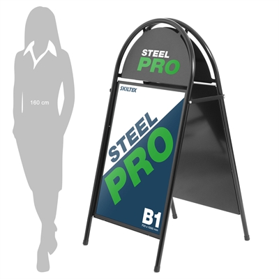 SteelPro Sort Gadeskilt - 70x100 cm