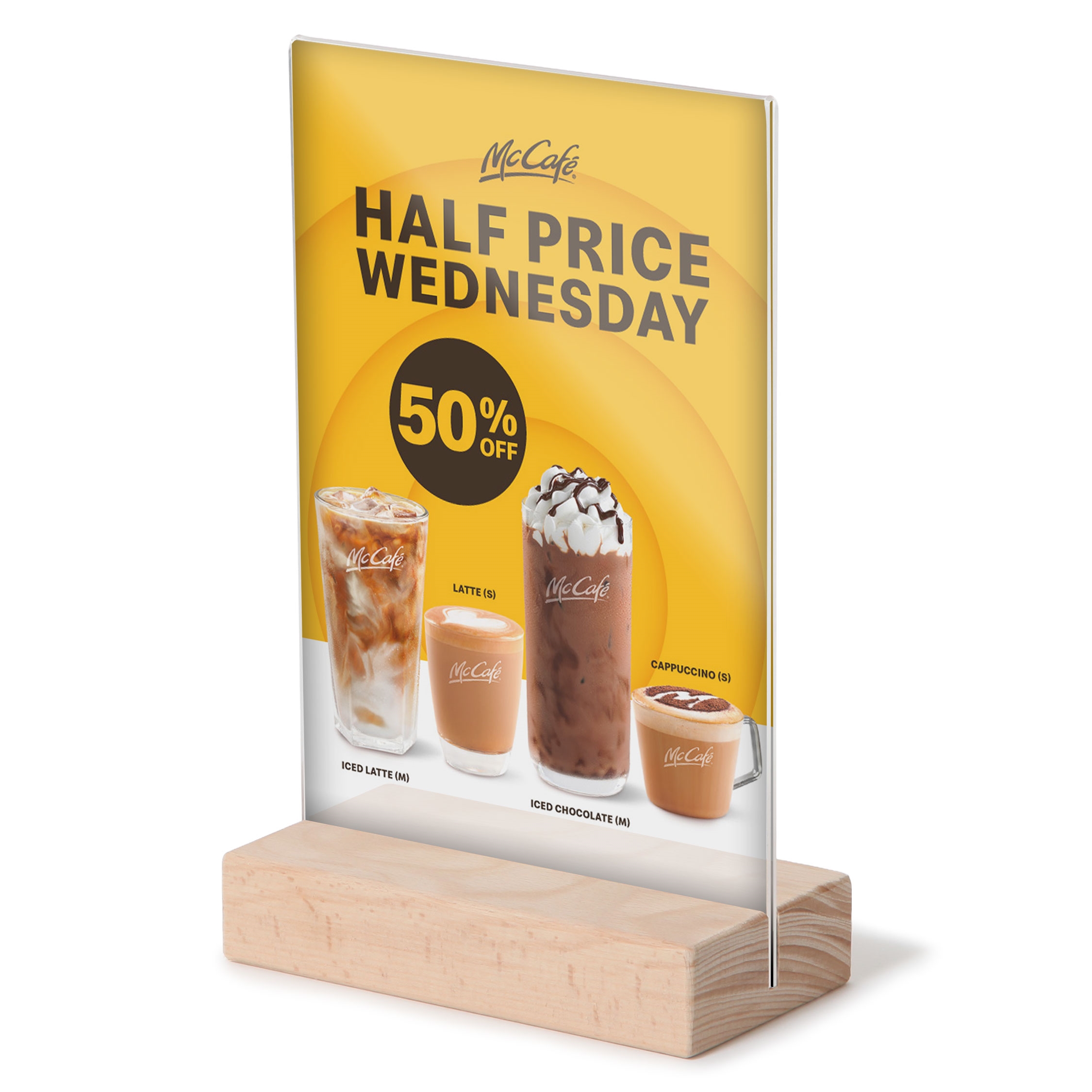 T-Stand Højformat Akryl Skilt med træfod - A5