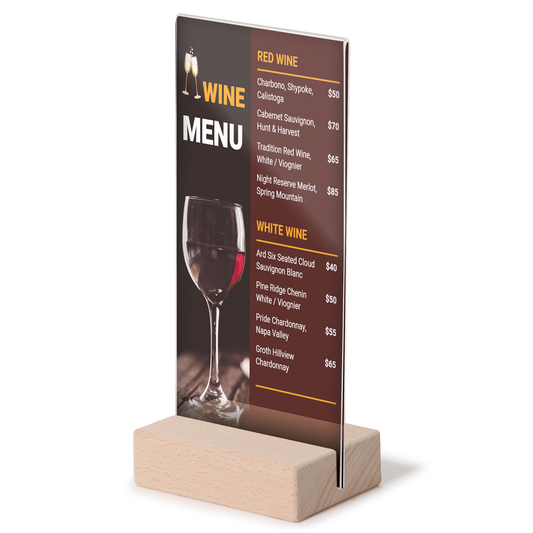 T-Stand Højformat Akryl Skilt med træfod - M65