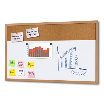 Træ Combi Board whiteboard med kork til væg - 60x90 cm