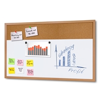 Træ Combi Board whiteboard med kork til væg - 60x90 cm