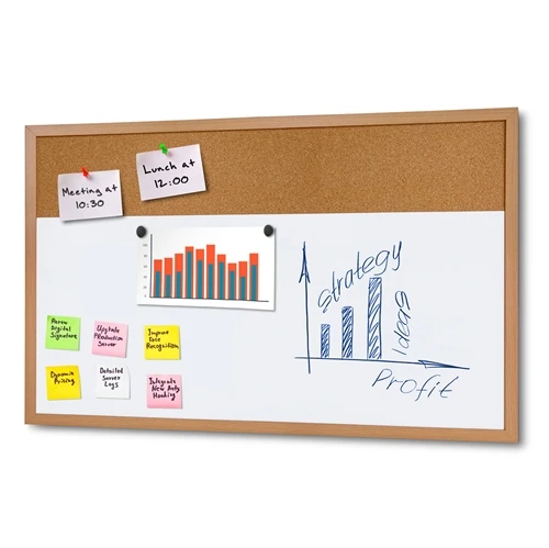 Træ Combi Board whiteboard med kork til væg - 60x90 cm