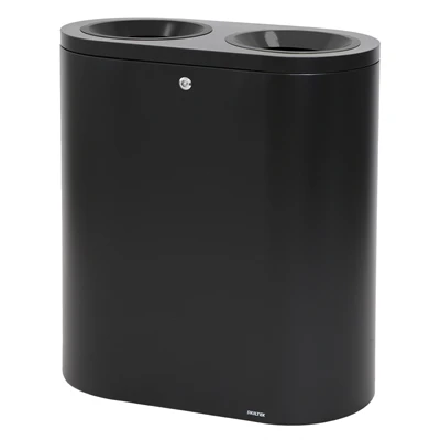 SKILTEX Twin station til affaldssortering - 2x50L - Sort