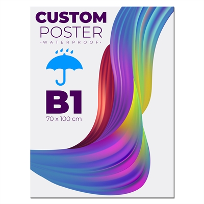 Udendørs vandfast 70x100 cm plakat inkl. print - Med hurtig levering