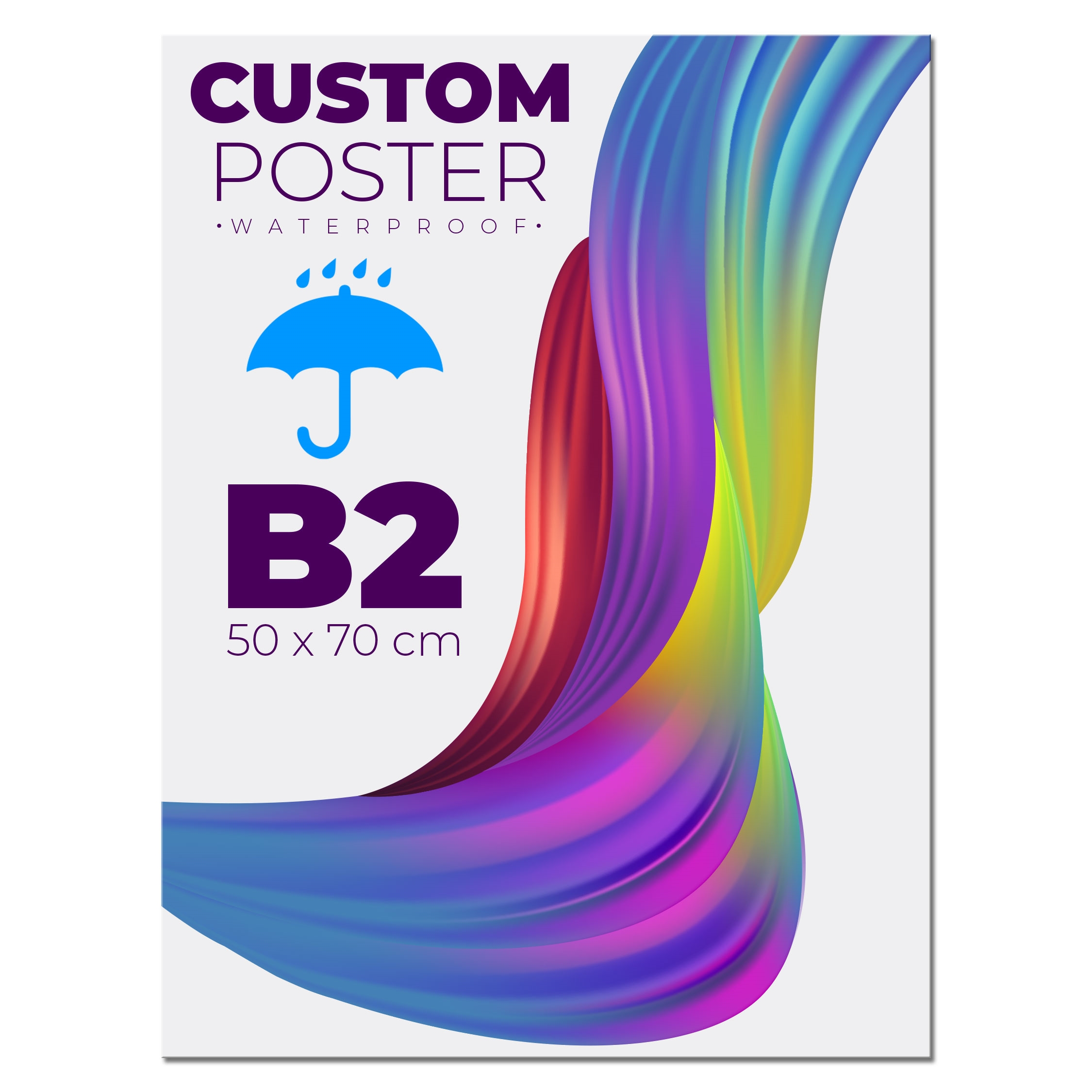 Udendørs vandfast 50x70 cm plakat inkl. print  - Med hurtig levering