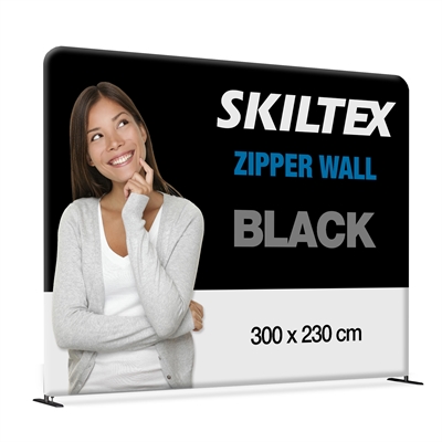 Zipper Wall Straight Sort - 300x230 cm - Inkl. print på begge sider