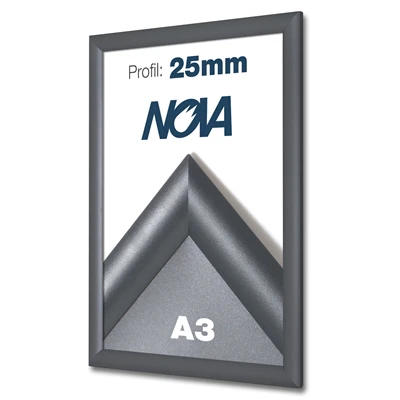 Nova A3 klikramme i antracitgrå med 25 mm profil