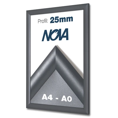 Atracitgrå klikramme med 25 mm profil i aluminium