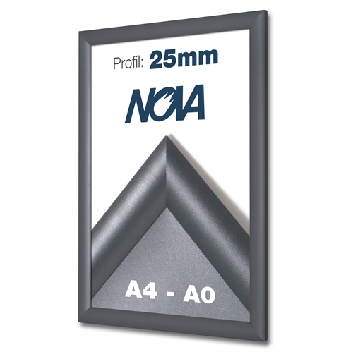 Atracitgrå klikramme med 25 mm profil i aluminium