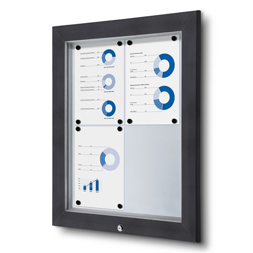 Antracit Premium 4xA4 Outdoor Whiteboard Udhængsskab