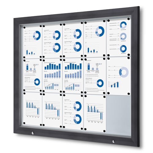 Antracit Premium 15xA4 Outdoor Whiteboard Udhængsskab