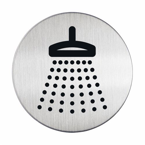 Brusebad dørskilt - Rundt pictogram