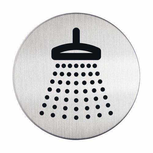 Brusebad dørskilt - Rundt pictogram